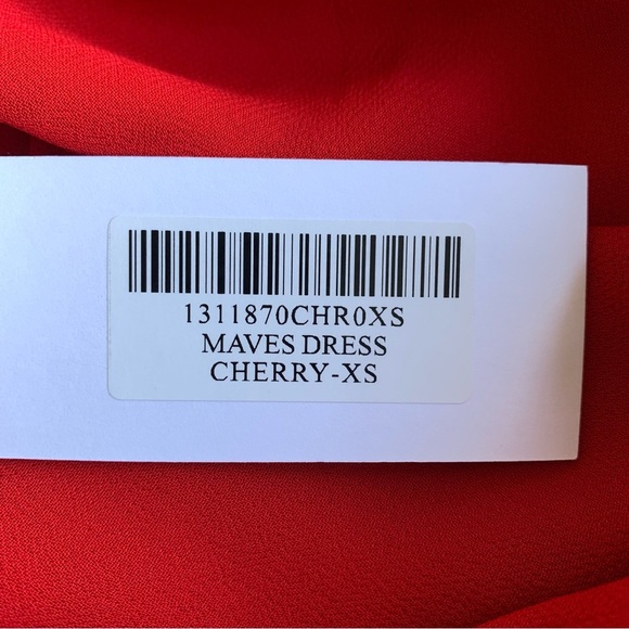 NWT Reformation Maves Satin Off Shoulder Long Sleeve Mini Dress Cherry Red - Picture 9 of 11